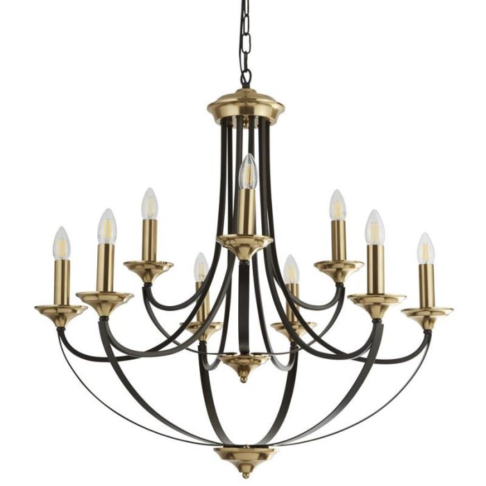 Searchlight Kroonluchter Belfry bruin 78cm 5053423135762