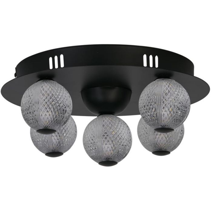 Searchlight Plafonniere Asteroid zwart 33cm 5053423273419