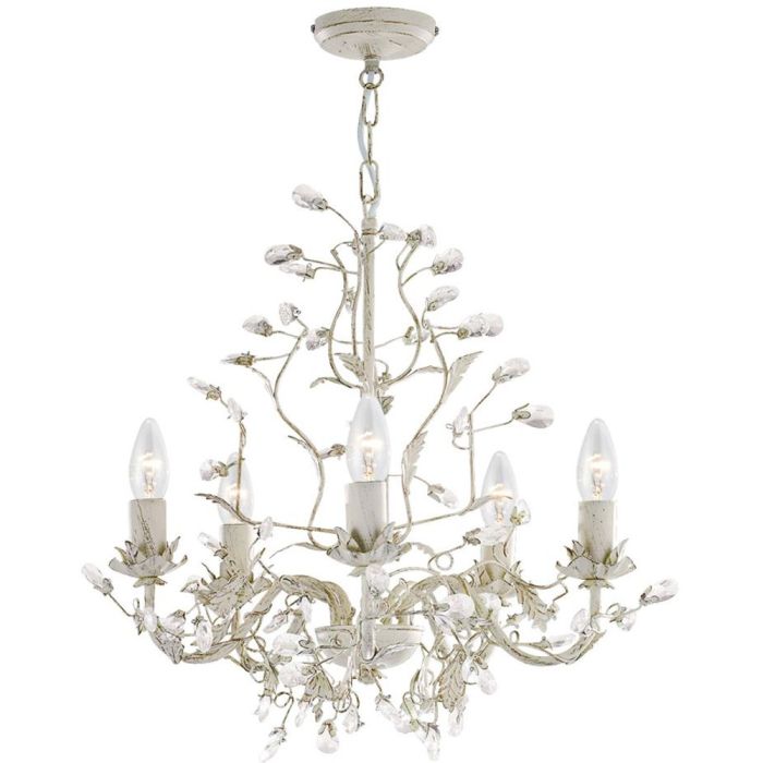 Searchlight Kroonluchter Almandite creme 50cm 5013874337641