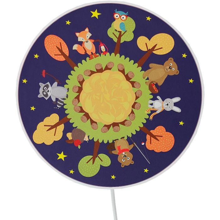 Niermann Standby Wandlamp Dierenbos blauw 25cm 4036239406814