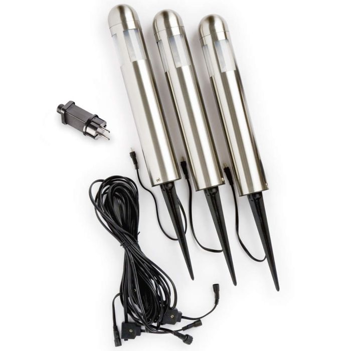 Konstsmide Sokkellamp 12V Amalfi staal 35cm (3 st) 7318307451009