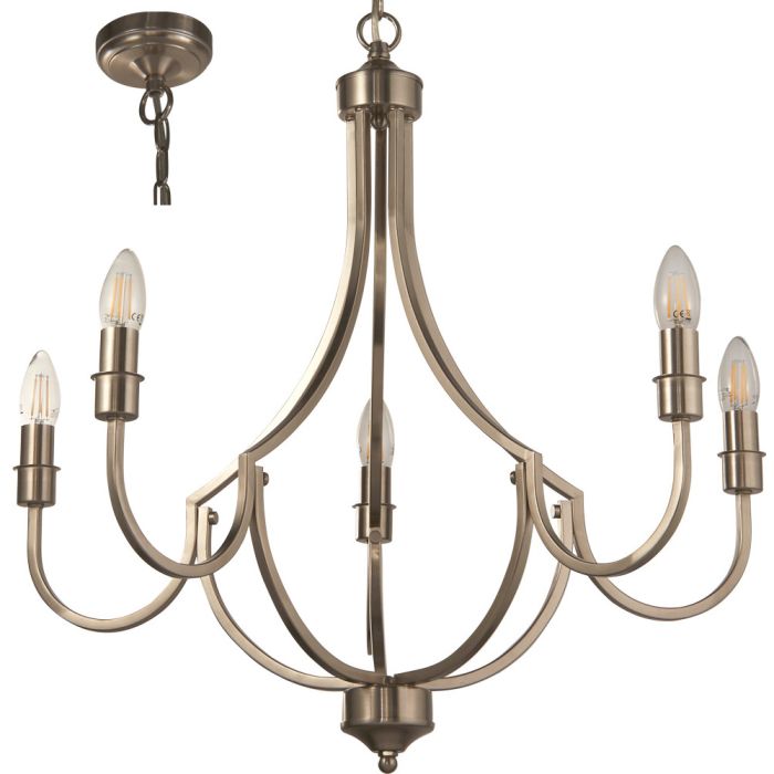 Searchlight Kroonluchter Lodge staal 65cm 5053423242910