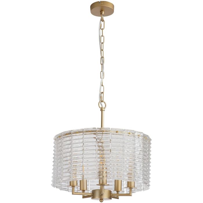 Searchlight kroonluchter Flute goud 40cm 5053423328003