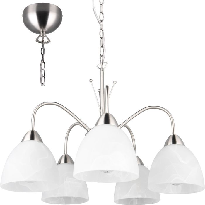 Trio  Kroonluchter Dobby staal 55cm 4017807609004