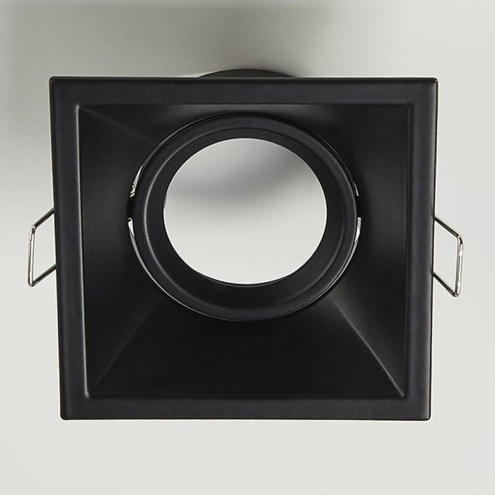 Searchlight Inbouwspot Slim Square zwart ZM84 D90mm 5053423188423