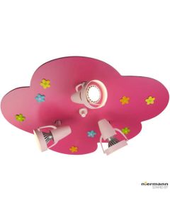 Niermann Standby Plafondlamp bloemenwolk magenta 55cm 4036239106127