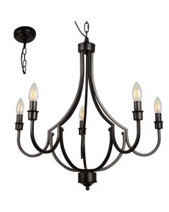 Searchlight Kroonluchter Lodge zwart 65cm 5053423242200