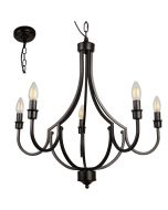 Searchlight Kroonluchter Lodge zwart 65cm 5053423242200