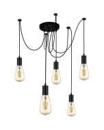 Searchlight Hanglamp Squiggle 5L zwart 200cm  5053423137919