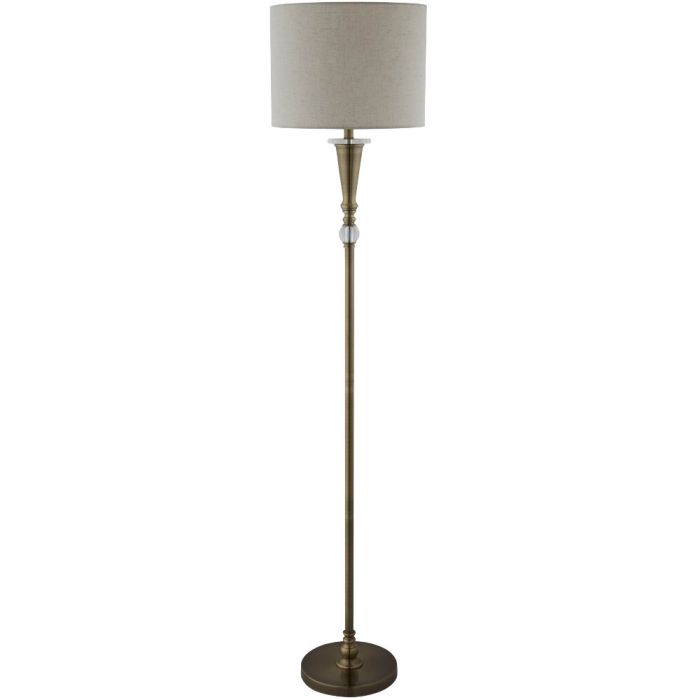 Searchlight Oscar EU1012AB antiek bronzen vloerlamp met linnen kap
