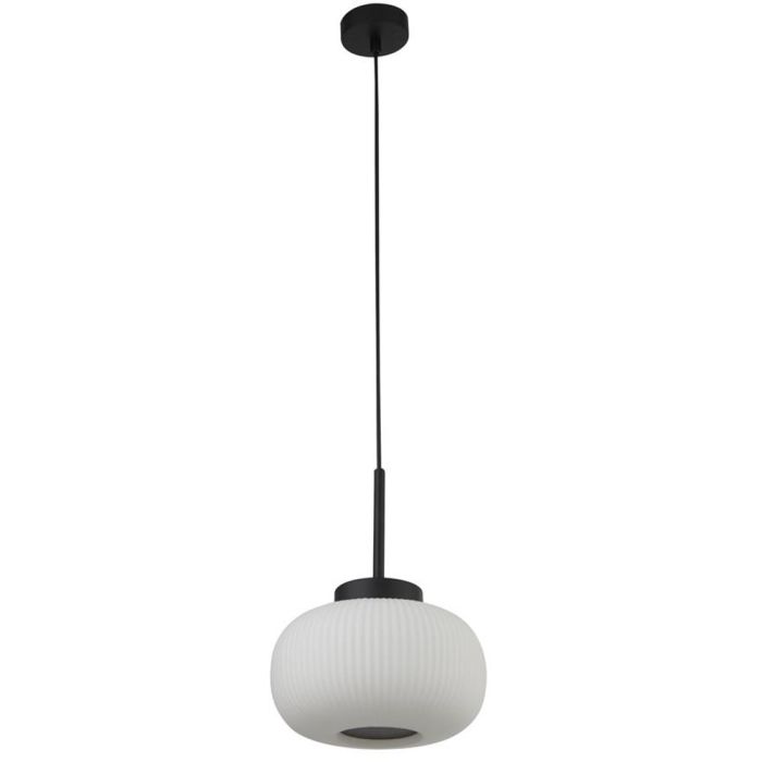 Searchlight Lumina 10272-1BK zwarte hanglamp met opaal glas