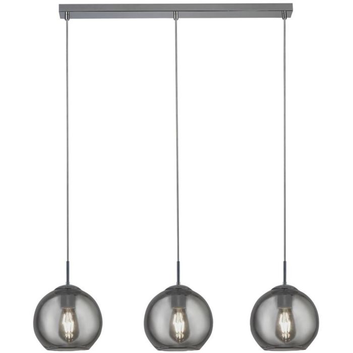 Searchlight Balls 1033-3SM hanglamp met drie rookglazen kappen