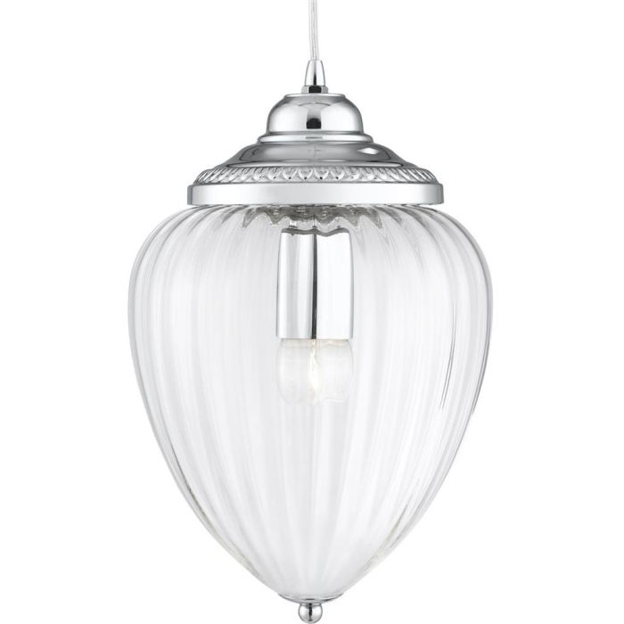 Searchlight Moscow 1091CC chroom kleurige hanglamp met ribbelglas