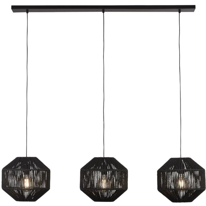 Searchlight Wicker 11201-3BK zwarte hanglamp met touw