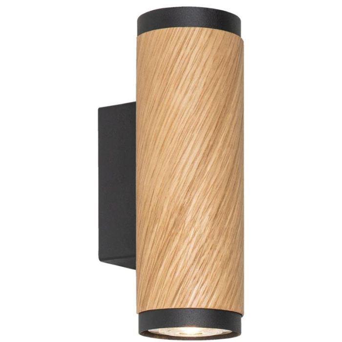 Elobra Bolivia 140109 zwart metalen wandlamp met eikenhout