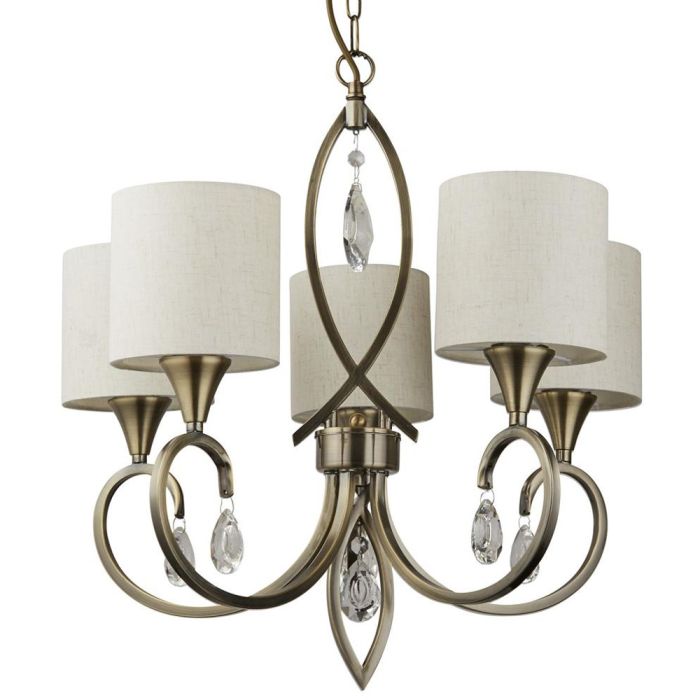 Searchlight Alberto 1605-5AB klassiek bronzen kroonluchter met kristallen