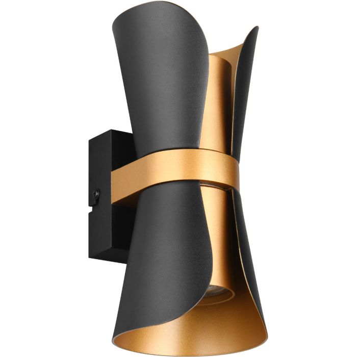 Trio Coat 218600280 zwart met goud kleurige wandlamp