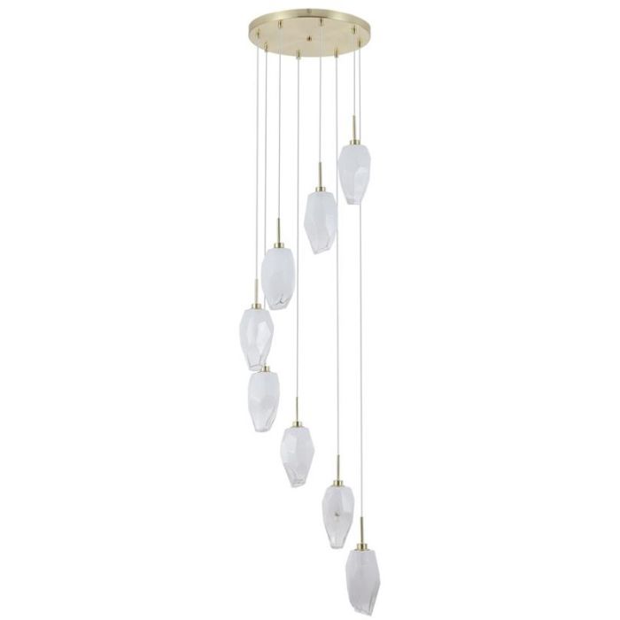 Searchlight Rocky 23147-8SB hanglamp met geborsteld wit glas