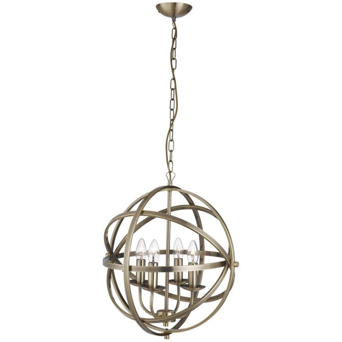 Searchlight Orbit 2474-4AB antiek bronzen kroonluchter