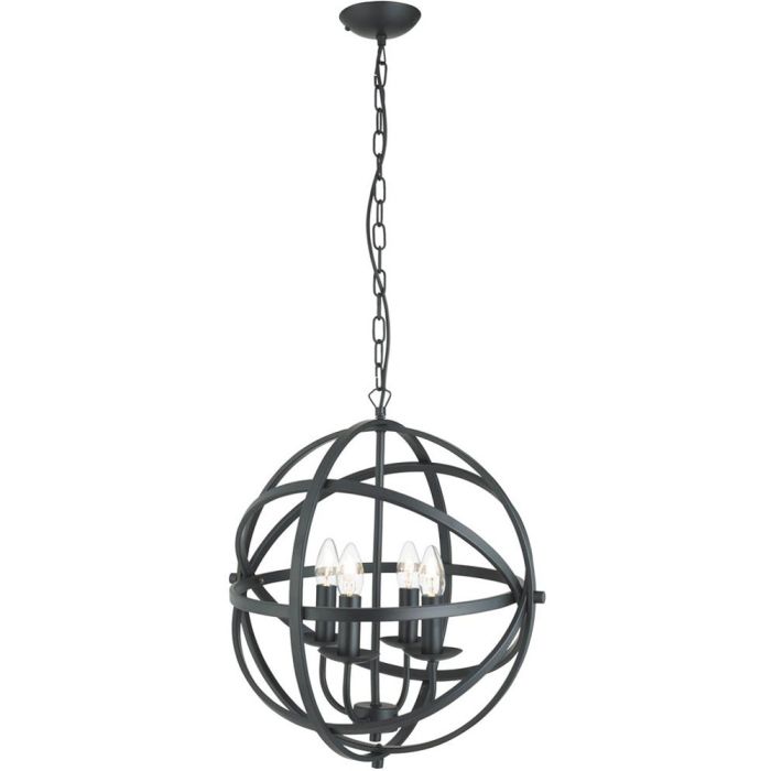 Searchlight Orbit 2474-4BK mat zwarte kroonluchter