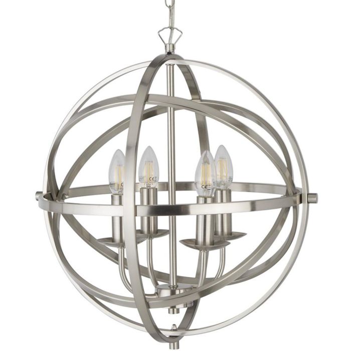 Searchlight Orbit 2474-4SS staal kleurige kroonluchter