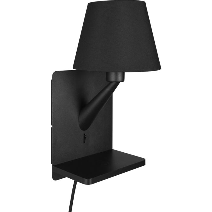Trio Comfort 262670132 zwarte wandlamp met inductief laadstation