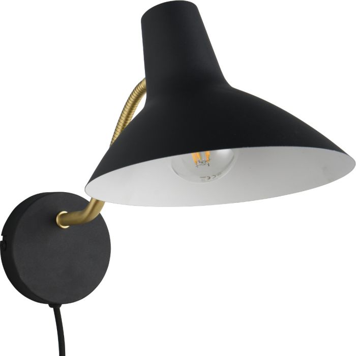 Trio Traveller 263470180 zwart met goudkleurige wandlamp