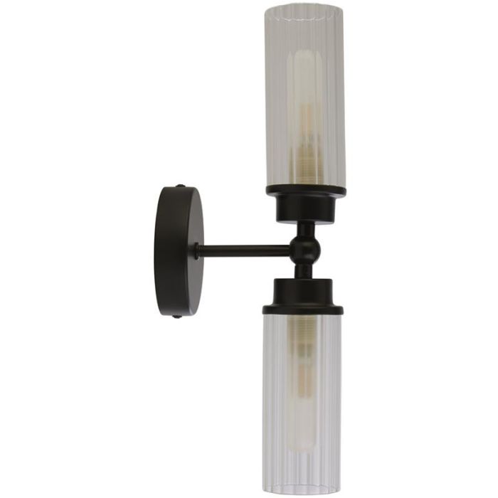 Searchlight Imperial 29982BK zwarte badkamerlamp met ribbelglas