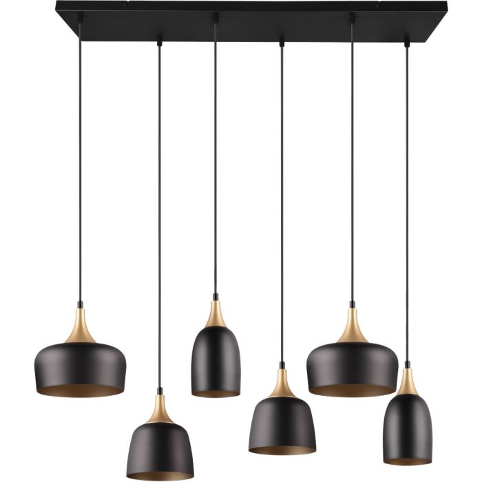 Trio Chiraz 310500632 zwart met gouden hanglamp
