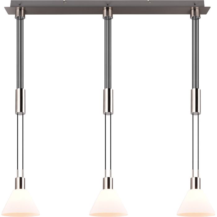 Trio Stanley 319500307 staal kleurige hanglamp met drie trekpendels