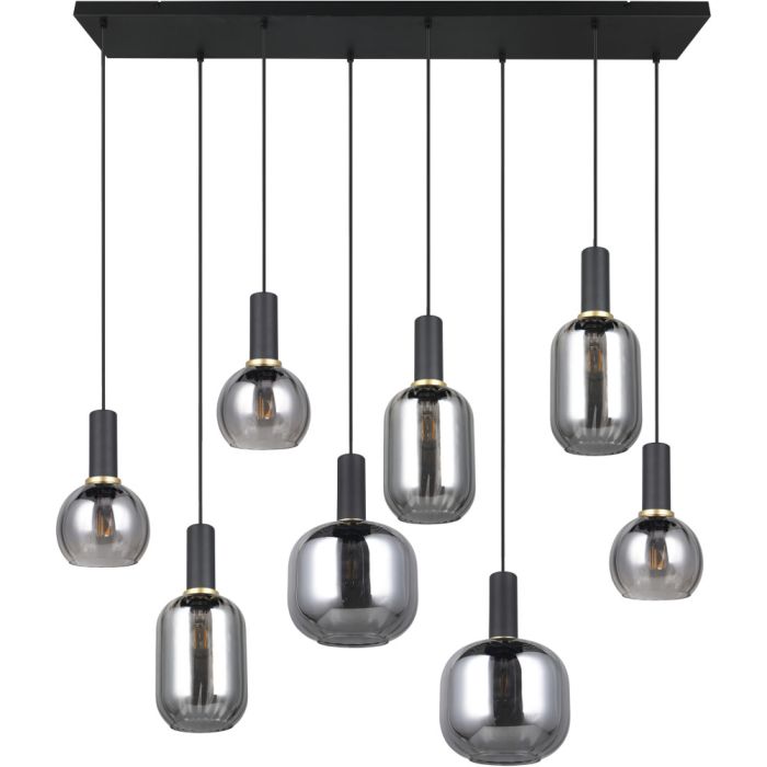 Trio Diva 319800832 zwarte hanglamp met chroom verdampt glas