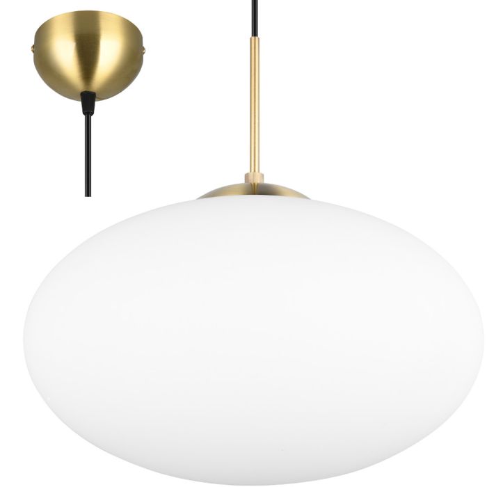 Trio Fomento 363190108 mat messing hanglamp met wit glas