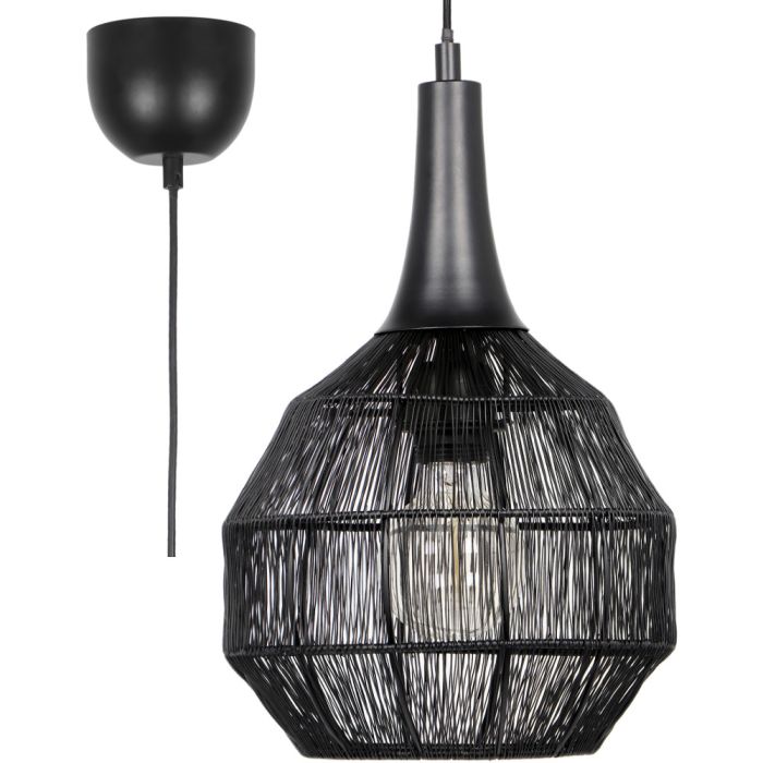 Trio Soraya 365430132 mat zwarte hanglamp van metaaldraad