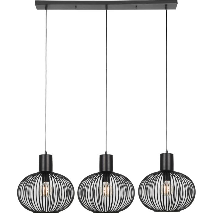 Trio Gila 365700332 zwarte hanglamp met drie kappen