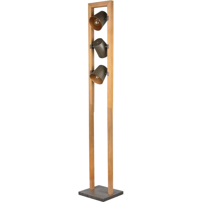 Trio Bell 401900367 antiek stalen vloerlamp met hout