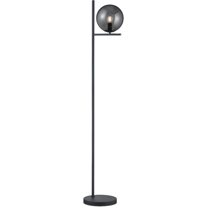 Trio Pure 402000142 antraciet grijze vloerlamp met rookglas
