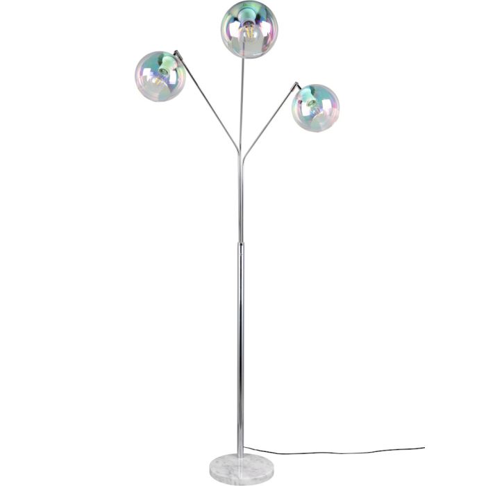 Trio Paxton 416900306 chromen vloerlamp met iriserend glas