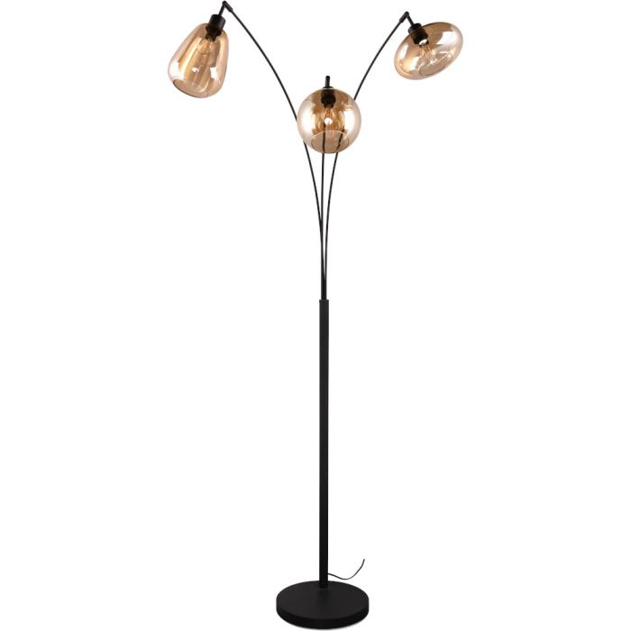 Trio Lumina 417000313 vloerlamp met drie amber glazen kappen
