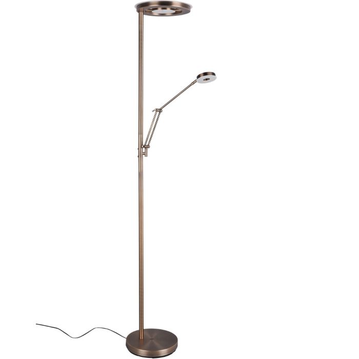 Trio Barrie 424210304 oud bronzen uplighter met leeslamp