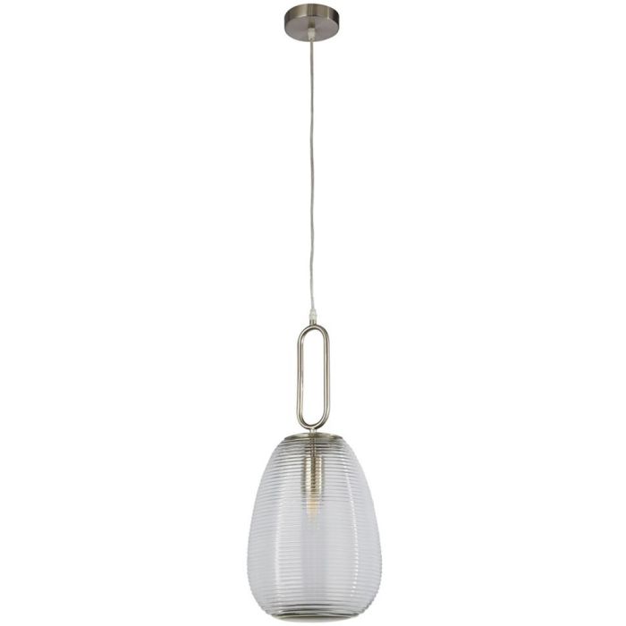 Hanglamp Elixer 43581-1SN hanglamp met geribbeld glas