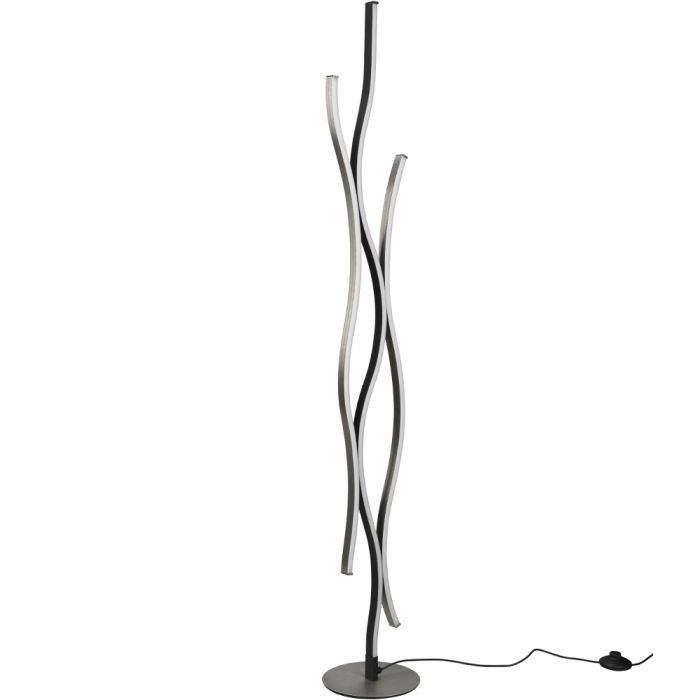 Trio Blaze 441210305 geborsteld aluminium gebogen vloerlamp