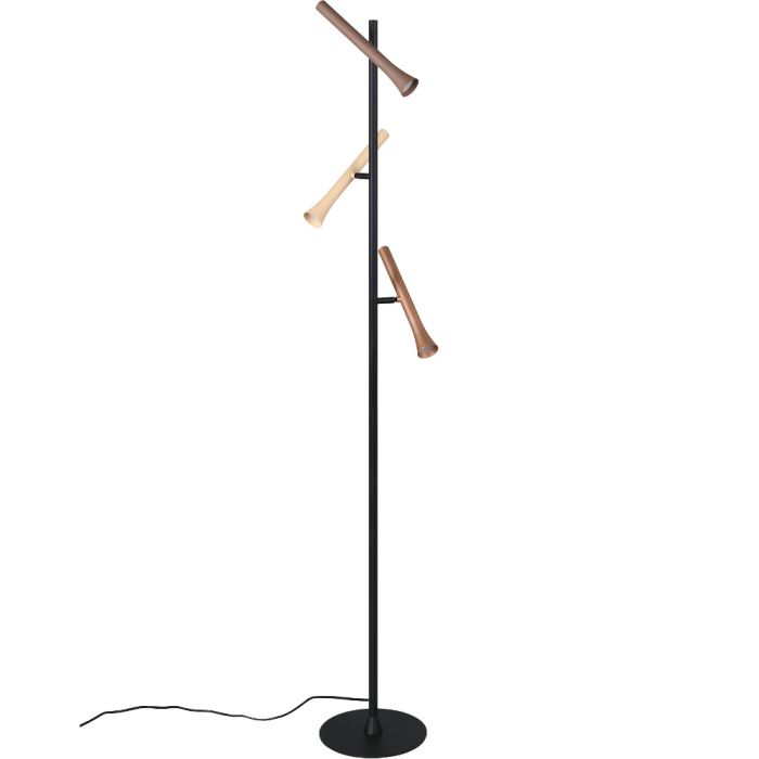 Trio Fiato 452010317 zwarte vloerlamp met kappen in bruin tinten