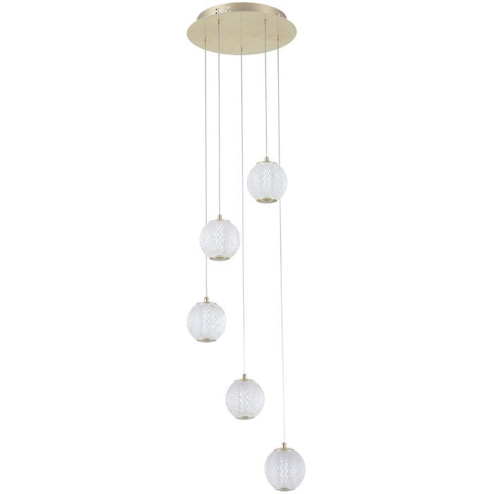 Searchlight Allure 51481-5SB messing hanglamp met acryl bollen