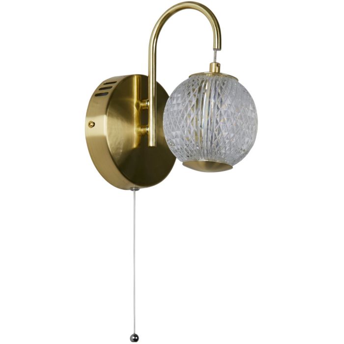 Searchlight Allure 51481SB messing wandlamp met acryl bol