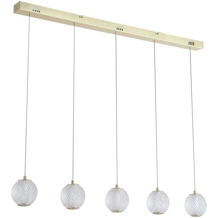 Searchlight Allure 51485-5SB messing hanglamp met acryl bollen