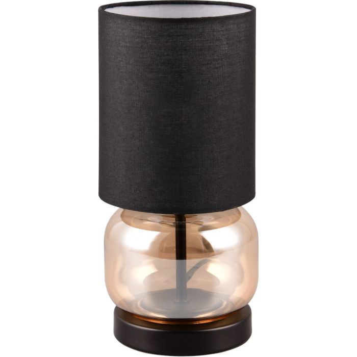 Trio Elio 517800113 amber glazen tafellamp met zwarte kap