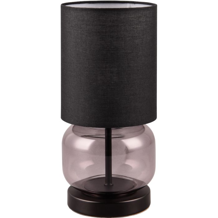 Trio Elio 517800154 rookglazen tafellamp met zwarte kap