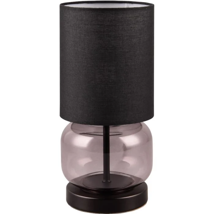 Trio Elio 517800154 rookglazen tafellamp met zwarte kap
