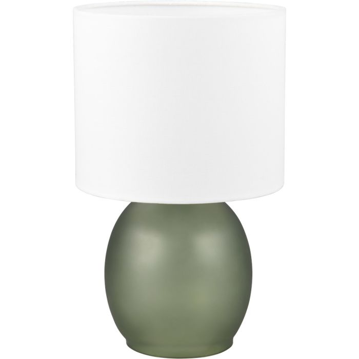 Trio Vela 517900115 groen glazen tafellamp met witte kap