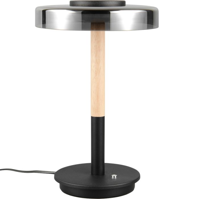 Trio Celeste 554910132 zwarte tafellamp met verchroomd glas